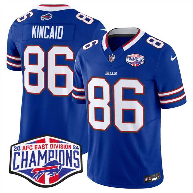 Men%27s Buffalo Bills #86 Dalton Kincaid Royal F.U.S.E. 2024 AFC East Division Champions Vapor Limited Stitched Jersey
